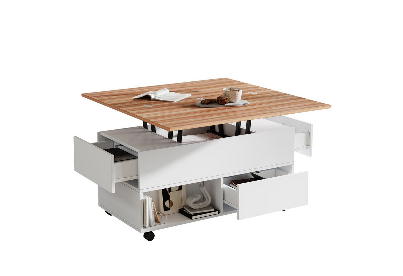 autolock Couchtisch Couchtisch mit 4 Rollen,multifunktional Esstisch,anhebbarer Kaffeetish, höhenverstellbar Sofatisch,Beistelltisch mit 4 Schubladen und Stauraum autolock Couchtisch Couchtisch mit 4 Rollen,multifunktional Esstisch,anhebbarer Kaffeetish, höhenverstellbar Sofatisch,Beistelltisch mit 4 Schubladen und Stauraum von autolock