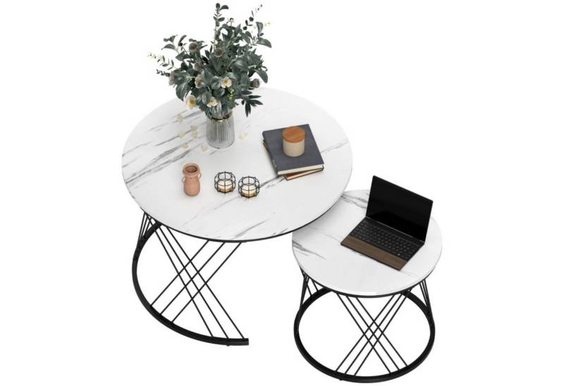 autolock Couchtisch Couchtische im 2er-Set mit Marmoroptik, Sofa-Beistelltisch, Sofatisch, runde Kaffeetische für Wohnzimmer,ineinanderstellbar, Weiß autolock Couchtisch Couchtische im 2er-Set mit Marmoroptik, Sofa-Beistelltisch, Sofatisch, runde Kaffeetische für Wohnzimmer,ineinanderstellbar, Weiß von autolock