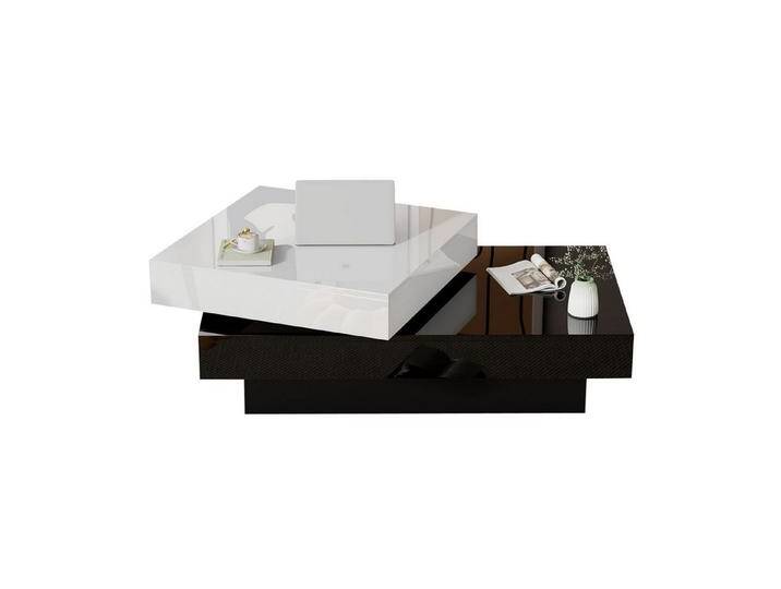 autolock Couchtisch Drehbarer Couchtisch mit schwarzer und weißer Naht,moderner,Sofatisch, mit Hochglanzoberfläche von autolock