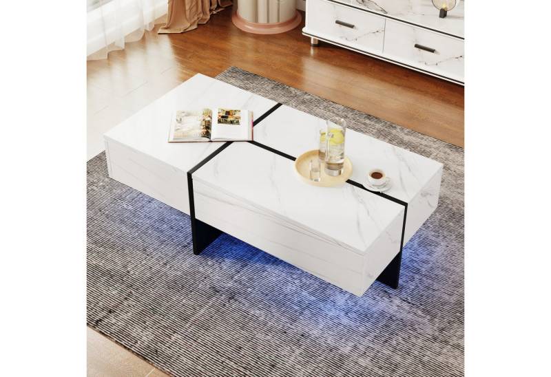 autolock Couchtisch Hochglänzender Couchtisch mit App-gesteuertem LED-Beleuchtungssystem, Wohnzimmermöbel mit Marmormuster 100*50*34,5cm autolock Couchtisch Hochglänzender Couchtisch mit App-gesteuertem LED-Beleuchtungssystem, Wohnzimmermöbel mit Marmormuster 100*50*34,5cm von autolock