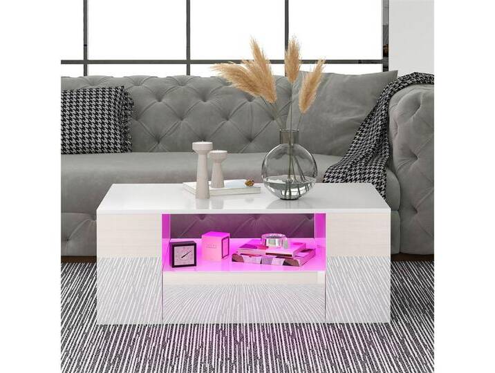 autolock Couchtisch Moderner Couchtisch Hochglanz Wohnzimmermöbel 2 Schubladen und, 2 Regalsofa Couchtisch Beistelltisch (95 x 53 x 37cm) von autolock