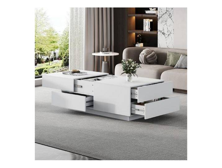 autolock Couchtisch Multifunktion Sofa-Beistelltisch mit verschiebbarer Tischplatte (Kaffeetisch mit 4 Schubladen 90x55x45cm) von autolock