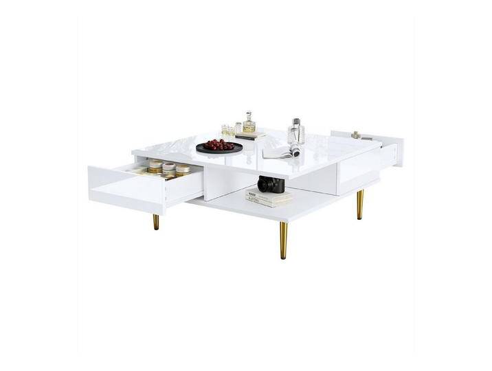 autolock Couchtisch Quadratischer Couchtisch in Hochglanz,70x70x36 cm mit 2 Schubladen von autolock