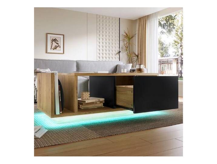 autolock Couchtisch Retro-Beistelltisch mit LED Sofatisch Kaffeetisch Room Divider (99.5 × 53 × 38 cm) von autolock