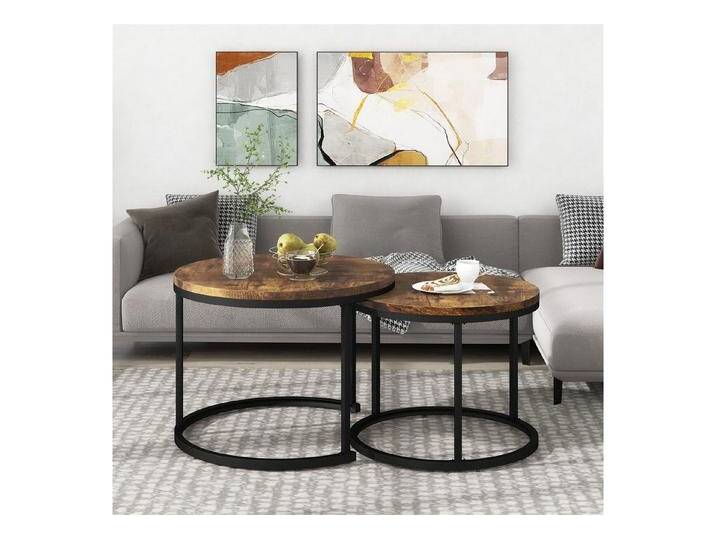 autolock Couchtisch Runder Couchtisch 2er Set, 2 Runder Beistelltisch(Braun), braun von autolock
