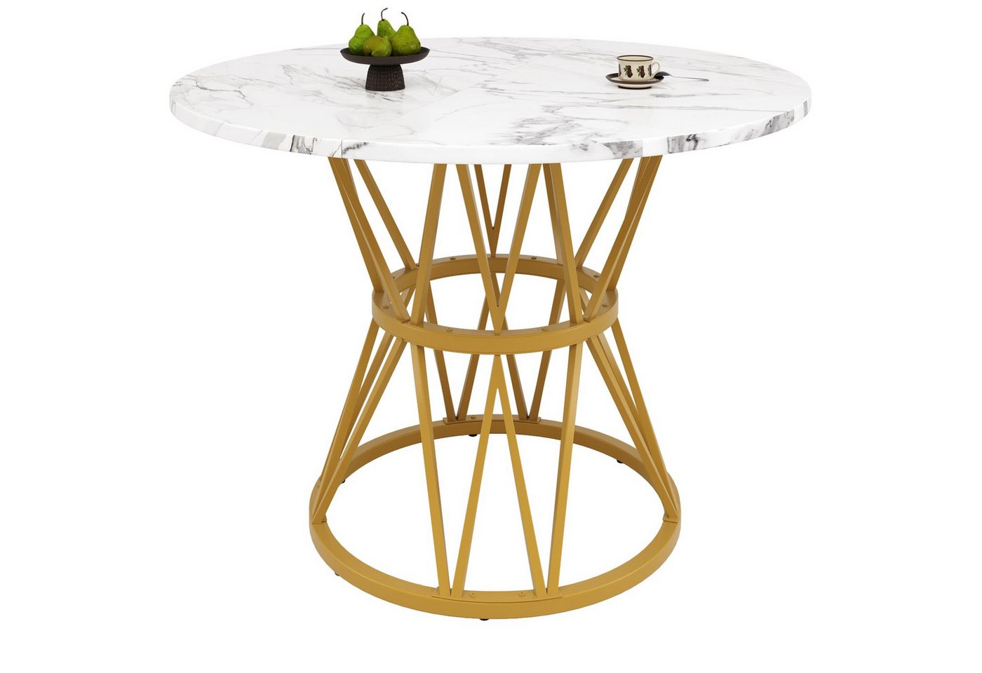 autolock Couchtisch Runder Esstisch,Küchen-Esstisch,Couchtisch für 4 Personen,100×100×76cm, stilvolle Tischbeine aus Metall, Tischplatte aus MDF-Marmor autolock Couchtisch Runder Esstisch,Küchen-Esstisch,Couchtisch für 4 Personen,100×100×76cm, stilvolle Tischbeine aus Metall, Tischplatte aus MDF-Marmor von autolock