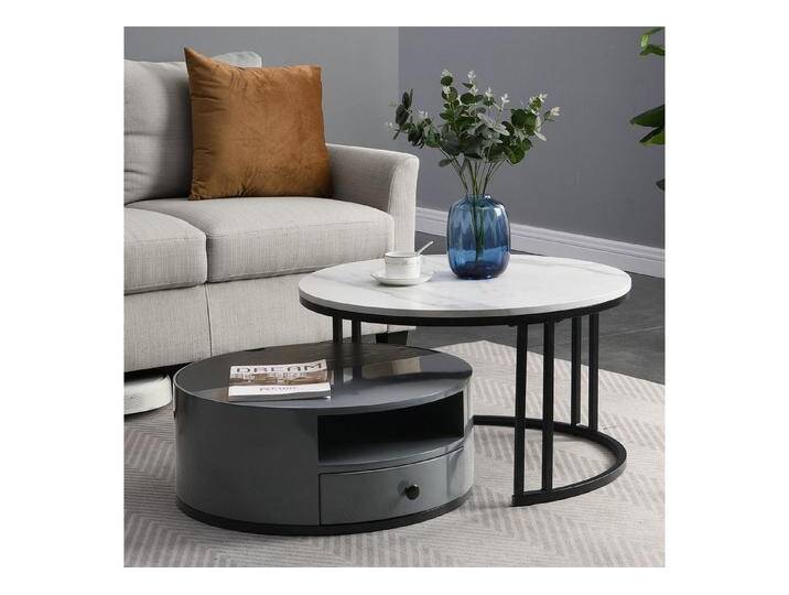 autolock Couchtisch Zweiteiliger Nesting Couchtisch Marmor-Look und Aufbewahrung von autolock