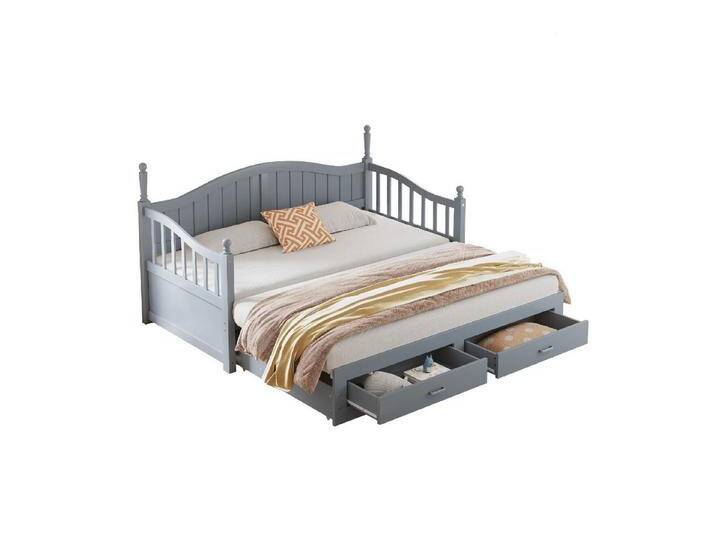 autolock Daybett Ausziehbares Schlafsofa,Multifunktionsbett mit römischen Säulen, mit geschwungener Rückenlehne,Armlehnen,Schubladen und Lattenrost von autolock