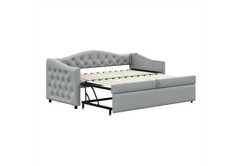 autolock Daybett Polsterbett Ausziehbares Schlafsofa,Gästebett,Mit USB-Anschluss, Klassische Form mit Knöpfen mit Lattenrost, Multifunktionsbett von autolock