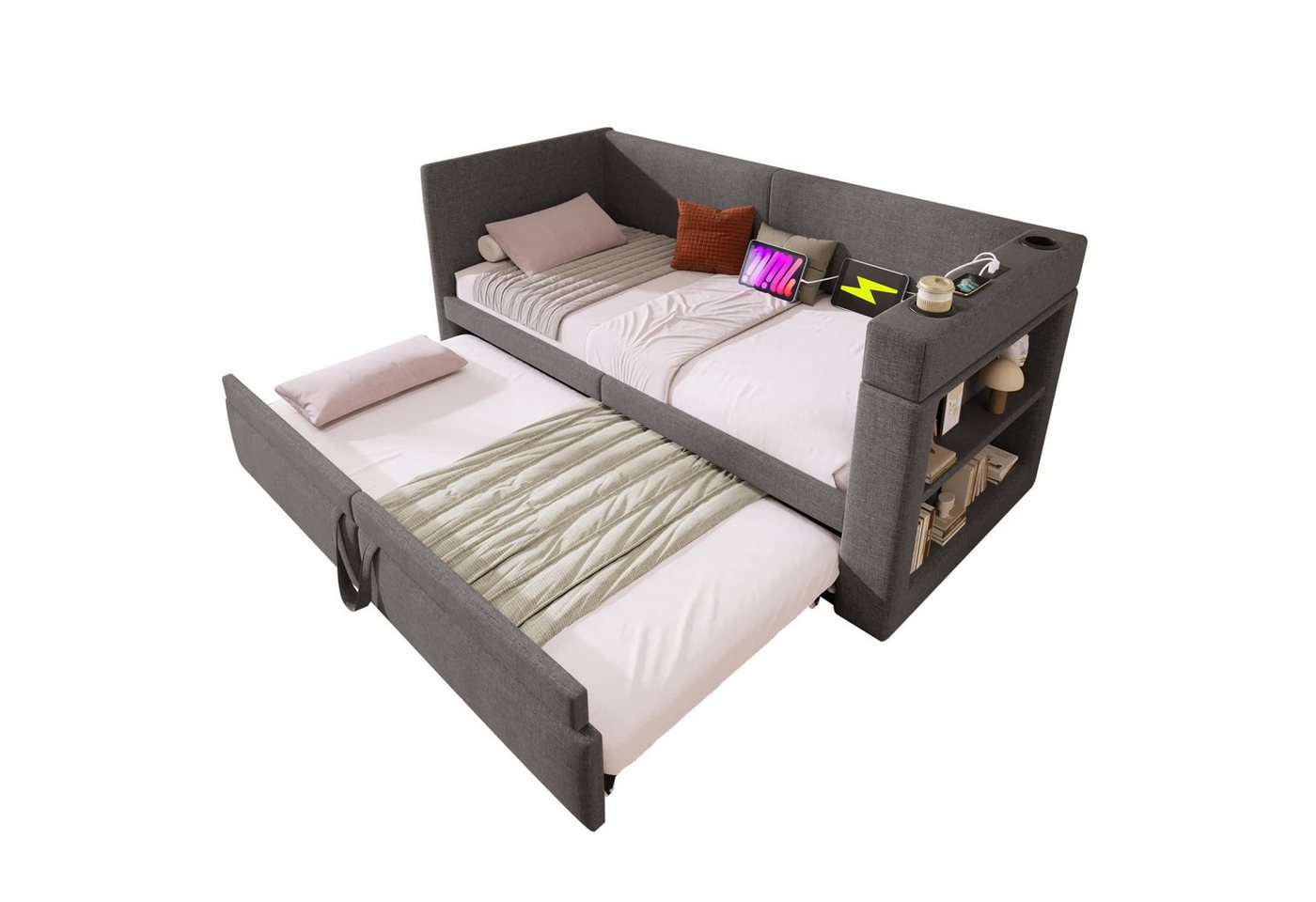 autolock Daybett Polstertes Daybett,Einzelbett Schlafsofa mit Ausziehbett,Mischgewebe, Armlehnen mit USB-und Type-C-Ladeanschluss und Getränkehalter autolock Daybett Polstertes Daybett,Einzelbett Schlafsofa mit Ausziehbett,Mischgewebe, Armlehnen mit USB-und Type-C-Ladeanschluss und Getränkehalter von autolock
