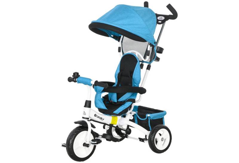 autolock Dreirad-Kinderwagen 6-in-1 Kinderdreirad mit Schiebestange,Dach,Gurt,Ablagekorb von autolock