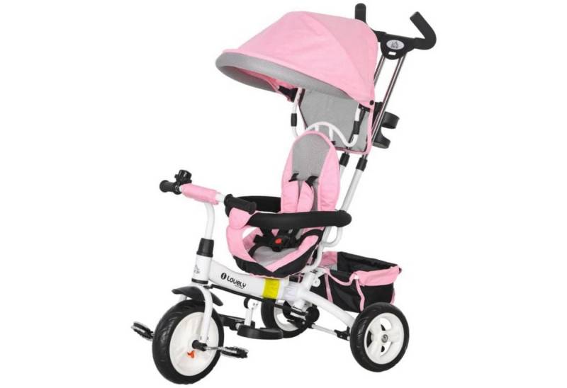 autolock Dreirad-Kinderwagen 6-in-1 Kinderdreirad mit Schiebestange,Dach,Gurt,Ablagekorb von autolock