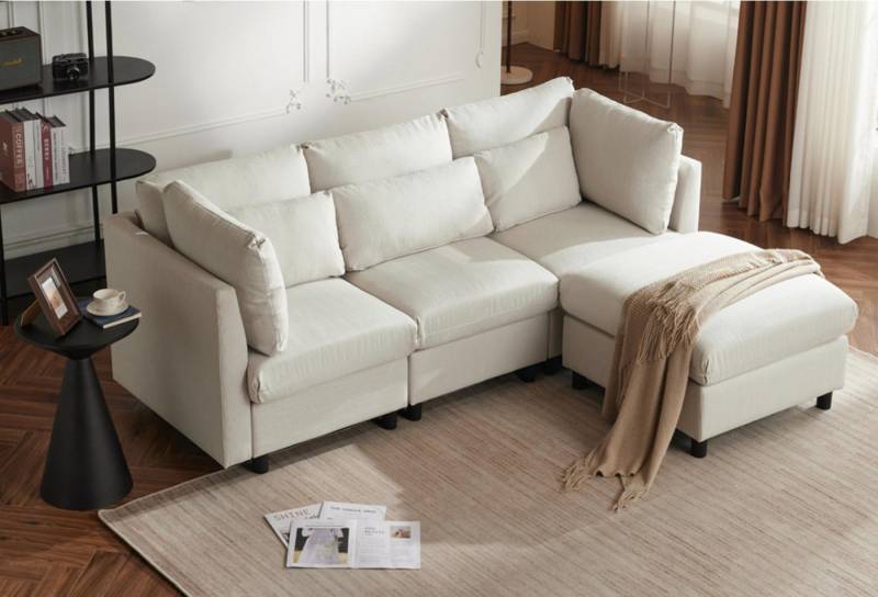 autolock Ecksofa 3-Sitzer-Sofa Polstermöbel mit Fußhocker L-förmiges Ecksofa, Dreisitzer-Sofa, Wohnzimmersofa von autolock