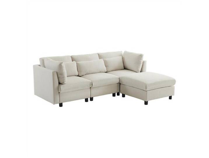 autolock Ecksofa Dreisitzer-Sofa,Sofa,Wohnzimmersofa,Ecksofa, Modernes Design,Polstermöbel,mit Fußhocker,L-förmiges Ecksofa, weiß, Weiss von autolock