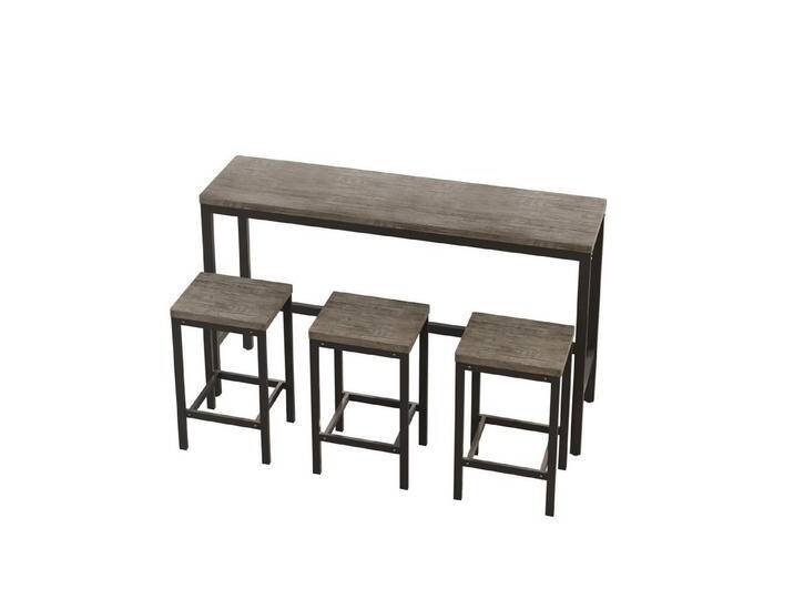 autolock Essgruppe langes Esstisch Set mit 3 Hockern aus Umweltfreundliches Holz, (4-tlg., 1 Stehtisch 3 Barstühle) von autolock