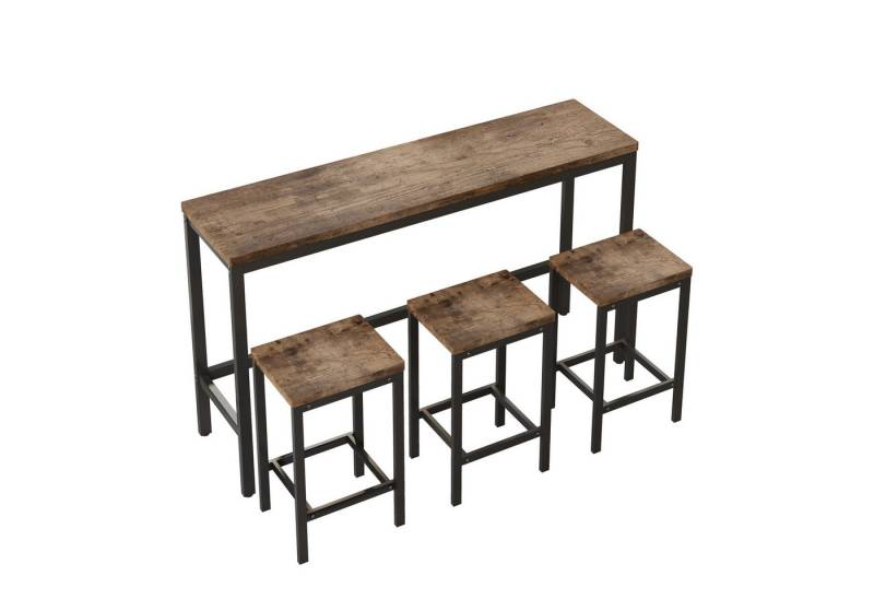 autolock Essgruppe langes Esstisch Set mit 3 Stühle Bartisch Set, Umweltfreundliches Holz, (4-tlg., 1 Stehtisch 3 Barstühle), Essgruppe für kleine Wohnungen sowie Wohn- und Schlafzimmer von autolock