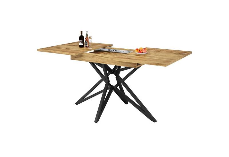 autolock Esstisch Ausziehbarer Esstisch 120(160)x80cm,Küchentisch,Frühstückstisch, sternförmige Tischbeine,Tischplatte aus Walnussholz/Marmorimitat von autolock