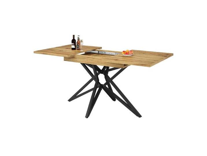 autolock Esstisch Ausziehbarer Esstisch 120(160)x80cm,Küchentisch,Frühstückstisch, sternförmige Tischbeine,Tischplatte aus Walnussholz/Marmorimitat von autolock