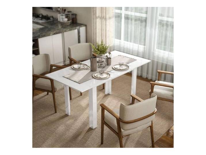 autolock Esstisch Ausziehbarer Esstisch Hochglanz weiß für 4-6 Personen, verstellbarer Küchentisch, 120-160 x 70 cm, MDF, weiß autolock Esstisch Ausziehbarer Esstisch Hochglanz weiß für 4-6 Personen, verstellbarer Küchentisch, 120-160 x 70 cm, MDF, weiß von autolock