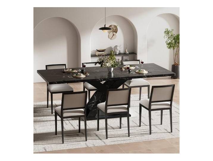 autolock Esstisch Ausziehbarer Esstisch Küchentisch Balkontisch für bis zu 8 Personen (120/160 x 80 x 75 cm), Esstisch aus Holz, 120–160 cm, schwarz von autolock