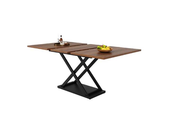 autolock Esstisch Ausziehbarer Esstisch Teleskoptisch platzsparender Küchentisch (120-160×80cm), Esstisch Schwarz gekreuzte Eisenbeine für Küche & Wohnzimmer von autolock