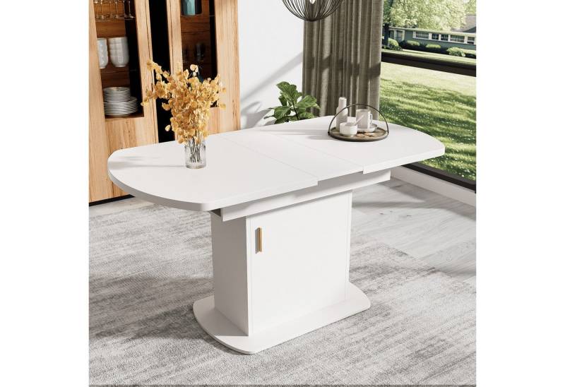autolock Esstisch Ausziehbarer Esstisch ovaler Ausziehtisch mit Stauraum goldener Griff (110/130×70×75 cm), Multifunktionaler Esstisch Kaffee-Freizeittisch für kleine Wohnungen von autolock