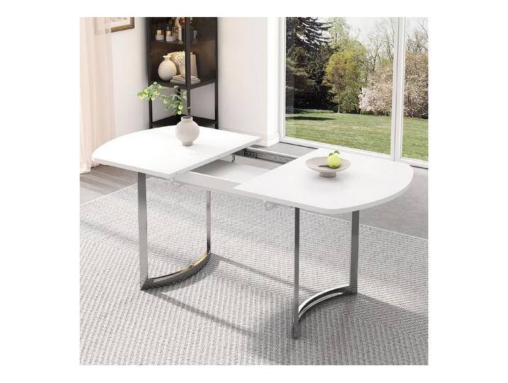 autolock Esstisch Ausziehbarer Esstisch versilberte Metallbeine für 4–6 Personen (Küchentisch 140/180 x 80 x 75 cm) von autolock