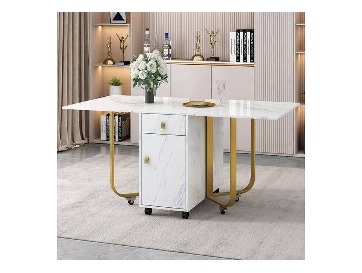 autolock Esstisch Klapptisch Küchentisch mit Aufschrank, 2-Schubladen, Riemenscheibe (100×80×76 cm), Platzsparender Klappbarer vielseitiger Tisch für kleine Wohnungen von autolock