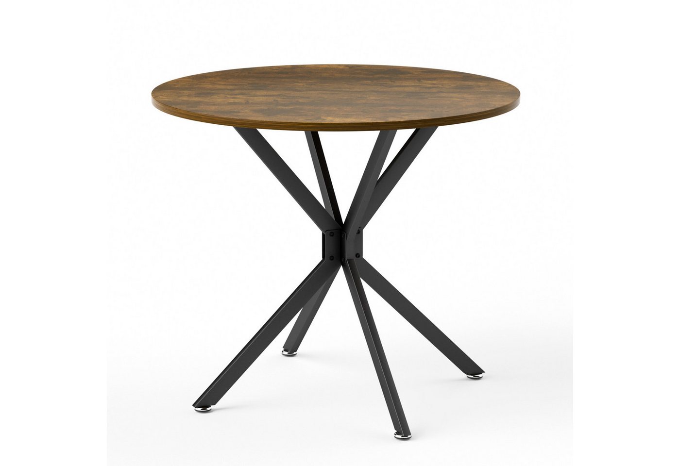 autolock Esstisch Küchentisch 90 cm runder Esstisch mit Metallbeinen für 1-4 Personen (90 x 90 x 78 cm), Platzsparender Tisch für Esszimmer Wohnzimmer, Braun und Schwarz von autolock