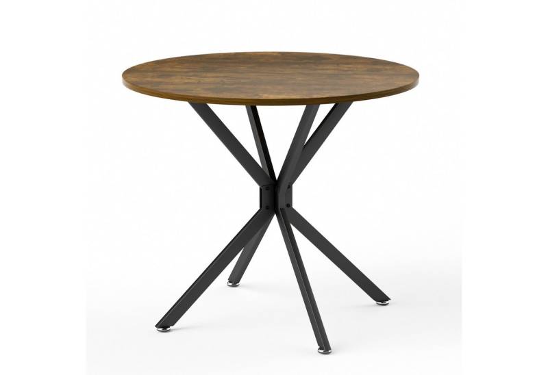 autolock Esstisch Küchentisch 90 cm runder Esstisch mit Metallbeinen für 1-4 Personen (90 x 90 x 78 cm), Platzsparender Tisch für Esszimmer Wohnzimmer, Braun und Schwarz von autolock