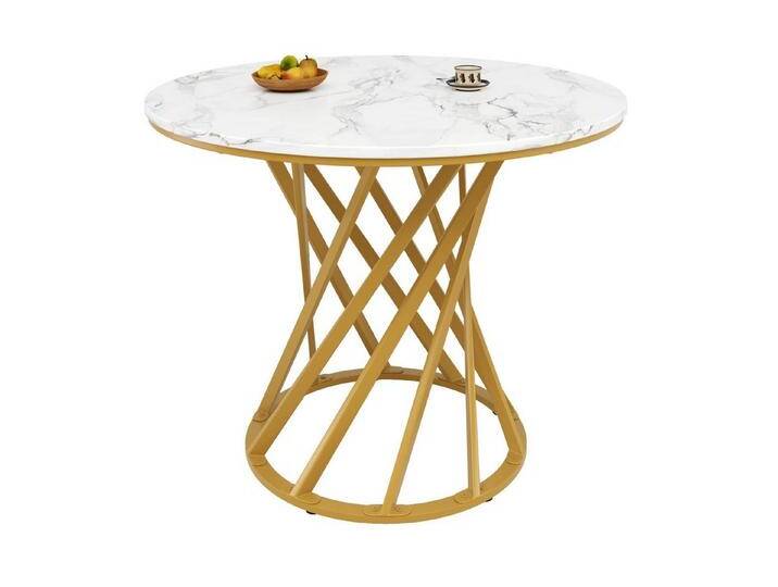 autolock Esstisch Runder Esstisch,Küchentisch,Runder Kaffeetisch,80×80×76cm, Tischbeine aus Metall,MDF marmorierte Tischplatte für Esszimmer, goldfarben autolock Esstisch Runder Esstisch,Küchentisch,Runder Kaffeetisch,80×80×76cm, Tischbeine aus Metall,MDF marmorierte Tischplatte für Esszimmer, goldfarben von autolock