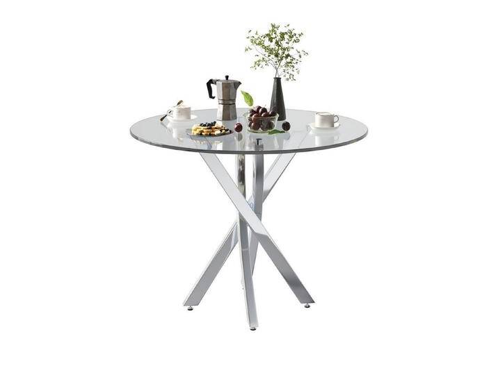 autolock Esstisch Runder Esstisch mit gehärteter Glasplatte, galvanisierten Metallbeinen (80*80*75 cm) von autolock