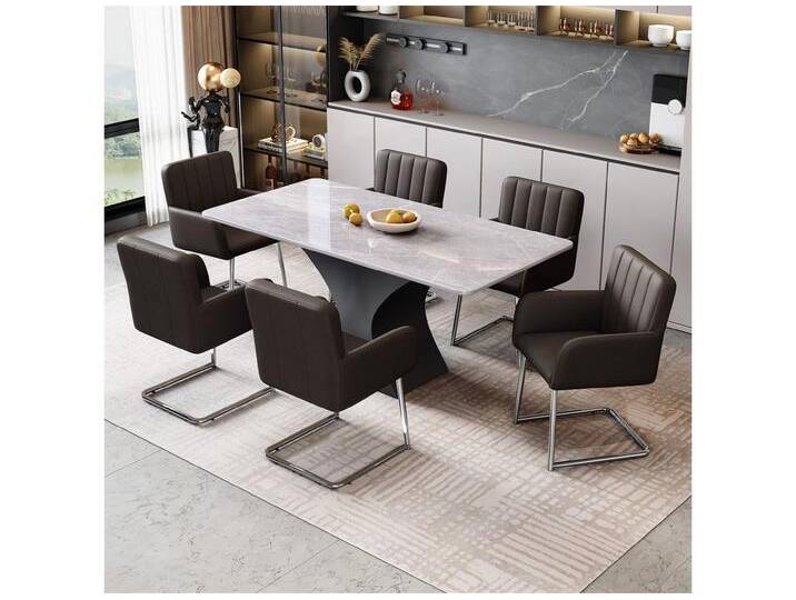 autolock Esszimmerstuhl Esszimmerstühle,Gepolsterter Sessel,Lounge-Stuhl,Polsterstuhl (6 St), mit vertikalen Streifen,zickzackförmige Metallbeine für Schlafzimmer, schwarz von autolock