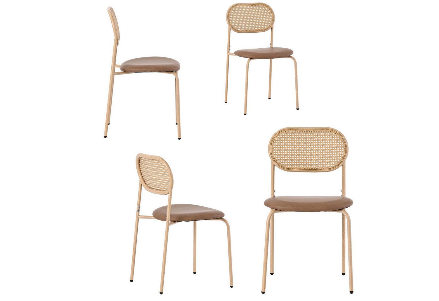 autolock Esszimmerstuhl Rattan-Freizeitstuhl moderner einfacher Freizeitstuhl (4 St), Wohnzimmer Schlafzimmerstuhl mit 4 Stützbeinen aus Metal von autolock