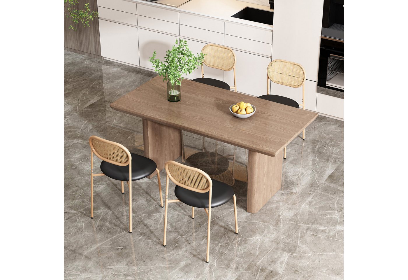 autolock Esszimmerstuhl Rattan-Freizeitstuhl moderner einfacher Freizeitstuhl (4 St), Wohnzimmer Schlafzimmerstuhl mit 4 Stützbeinen aus Metal von autolock