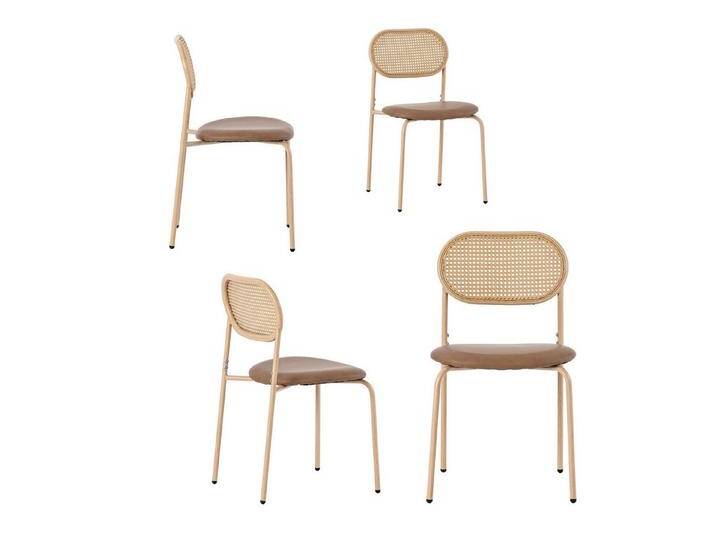autolock Esszimmerstuhl Rattan-Freizeitstuhl moderner einfacher Freizeitstuhl (4 St), Wohnzimmer Schlafzimmerstuhl mit 4 Stützbeinen aus Metal von autolock