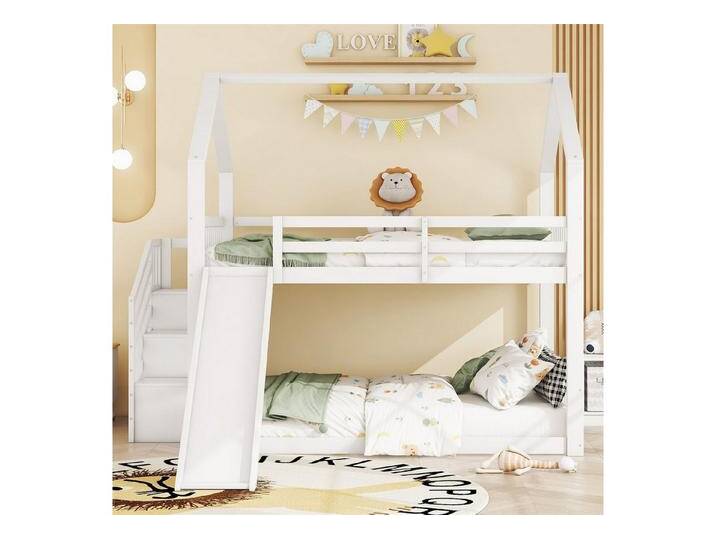 autolock Etagenbett 140x200cm Etagenbett mit Stauraumtreppe und Rutsche, Weiß autolock Etagenbett 140x200cm Etagenbett mit Stauraumtreppe und Rutsche, Weiß von autolock