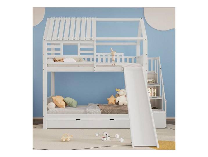 autolock Etagenbett Etagenbett mit Treppe und Rutsche, Hausbett,Treppe mit Stauraum von autolock