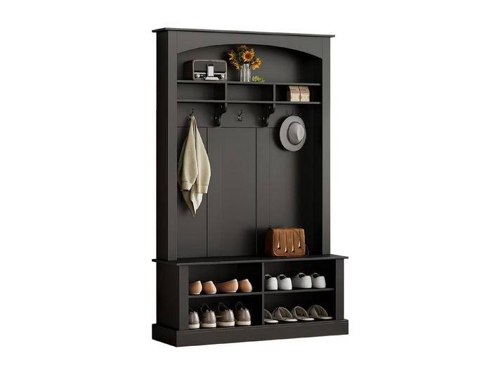 autolock Garderoben-Set Garderoben-Set mit Bank+Schuhablage,multifunktional Aufbewahrungsbank, mit 3 hängenden Haken & offenem Stauraum,H190/B120/T40 cm von autolock