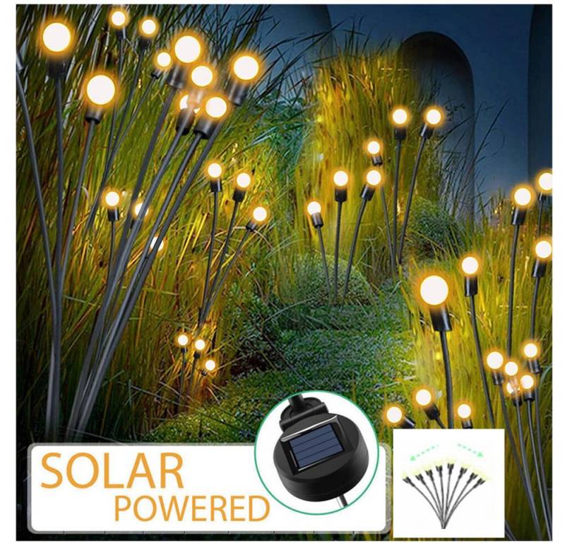 autolock Gartenleuchte 2 Stück Solar Gartenleuchten Outdoor,8 LED Solar Glühwürmchen, Licht, Wasserdichtes Solar lichterkette außen,für Garten,dekorative von autolock