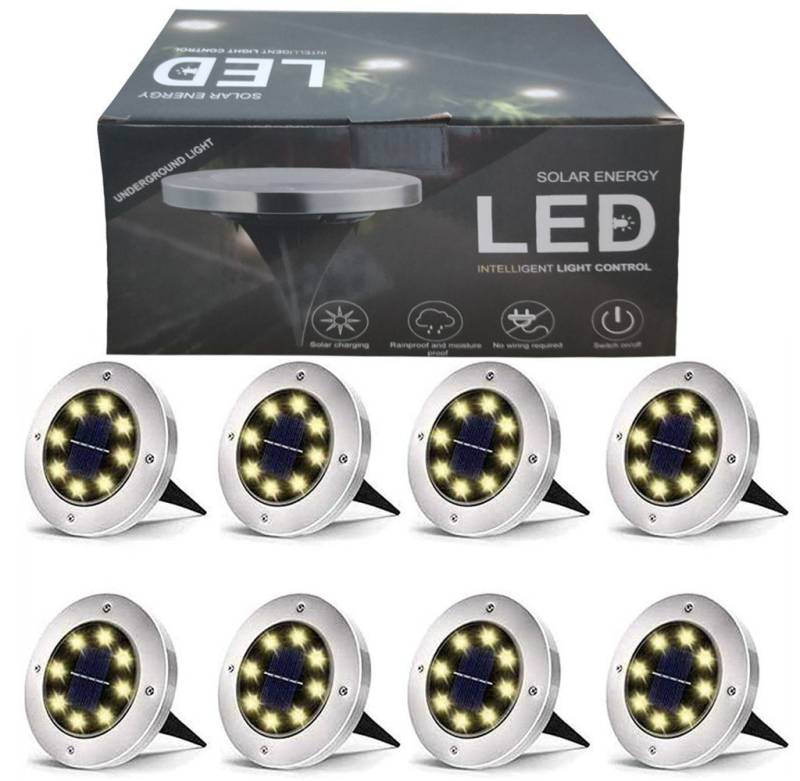 autolock Gartenleuchte Solar Bodenleuchte,LED Solarlampe,Wasserdichte Bodeneinbaustrahler, LED fest integriert, Warmweiss von autolock