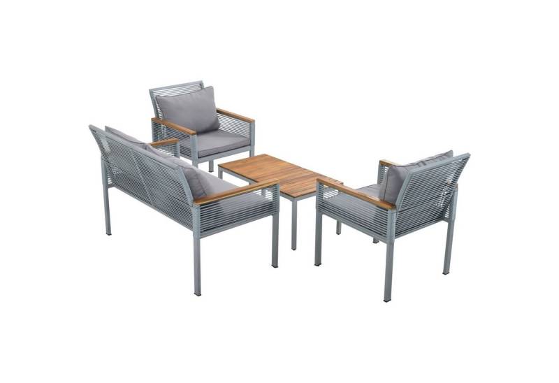 autolock Gartenlounge-Set Gartenlounge-Set,Gartenmöbel Set mit bequemem Kissen,Doppelsofa, Mit 2 Sessel und Tisch, Outdoor, Rattan, Tisch und Stühle von autolock