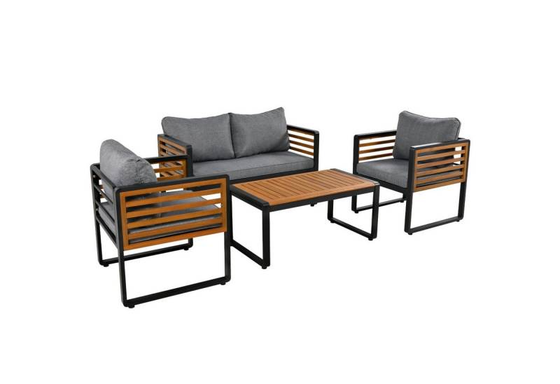 autolock Gartenlounge-Set Gartenlounge-Set,Gartenmöbel-Set mit verzinktem Eisenrahmen, 4-teiliges Esstisch-Set,1x2-Sitzer-Sofa,2x Einzelstühle,1x Tisch von autolock