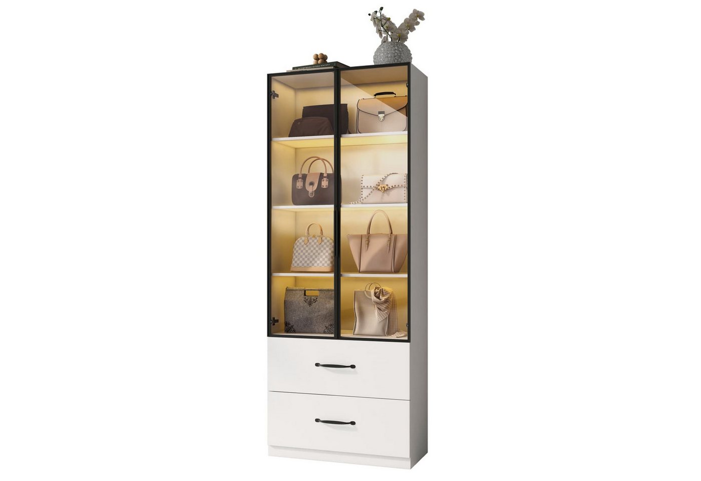 autolock Glasvitrine LED-Vitrine,Glasvitrine,Bücherregal und Multifunktionsschrank mit LED Vitrine mit Schubladen,Aluminiumrahmen und Hartglastüren autolock Glasvitrine LED-Vitrine,Glasvitrine,Bücherregal und Multifunktionsschrank mit LED Vitrine mit Schubladen,Aluminiumrahmen und Hartglastüren von autolock