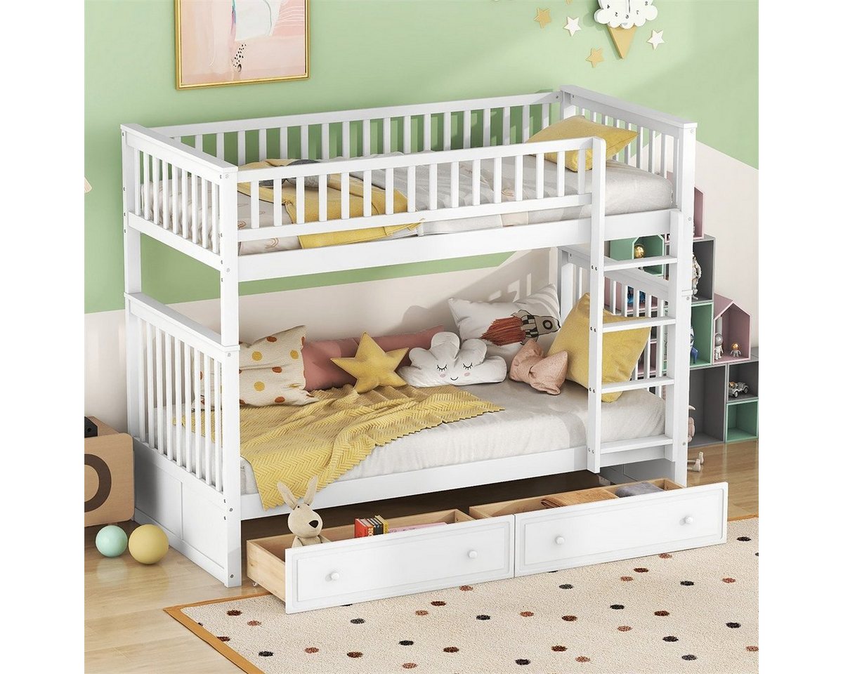 autolock Hochbett Doppel Etagenbett(90x200cm)Kinderbetten,Funktionelle Betten Cabrio-Betten,Etagenbett mit Schubladen(ETA:9.5)Rahmen aus Kiefer von autolock