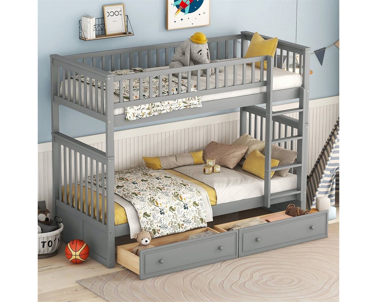 autolock Hochbett Doppel Etagenbett(90x200cm)Kinderbetten,Funktionelle Betten Cabrio-Betten,Etagenbett mit Schubladen(ETA:9.5)Rahmen aus Kiefer von autolock