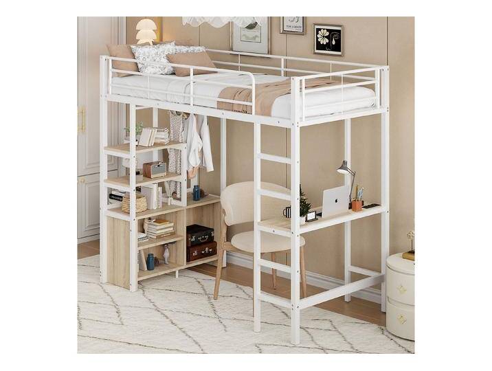 autolock Hochbett Hochbett, 90*200cm, Mit Steckdose und USB,Offener Lagerschrank, Weiß autolock Hochbett Hochbett, 90*200cm, Mit Steckdose und USB,Offener Lagerschrank, Weiß von autolock