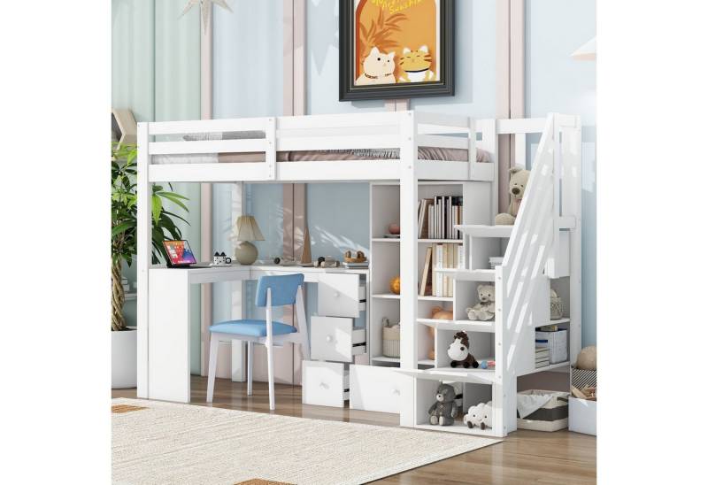 autolock Hochbett Kinderbett Einzelbett mit Geländer, Schreibtisch, Aufbewahrungsleiter Continentalbett Stauraumbett Jugendbett autolock Hochbett Kinderbett Einzelbett mit Geländer, Schreibtisch, Aufbewahrungsleiter Continentalbett Stauraumbett Jugendbett von autolock