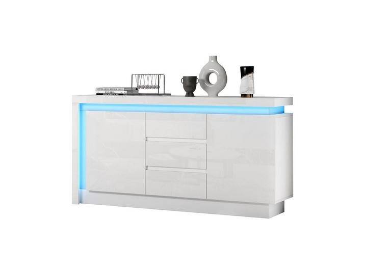 autolock Hochkommode Sideboard,Kommode,Beistelltisch mit 3 Schubladen,Schrank mit LED, Beistellschrank mit verstellbaren Einlegeböden und 2 Türen von autolock