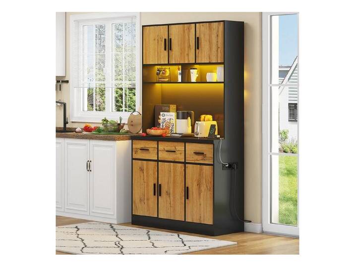 autolock Hochschrank Hochschrank mit LED-Beleuchtung,Buffet für Küchen und Esszimmer, schwarz, Schwarz autolock Hochschrank Hochschrank mit LED-Beleuchtung,Buffet für Küchen und Esszimmer, schwarz, Schwarz von autolock